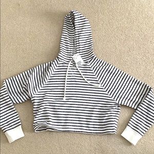 NEW H&M Cropped Striped Sweatshirt
